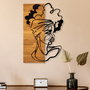 Wallity African Woman 3 - Escultura de pared en Negro y Nogal claro